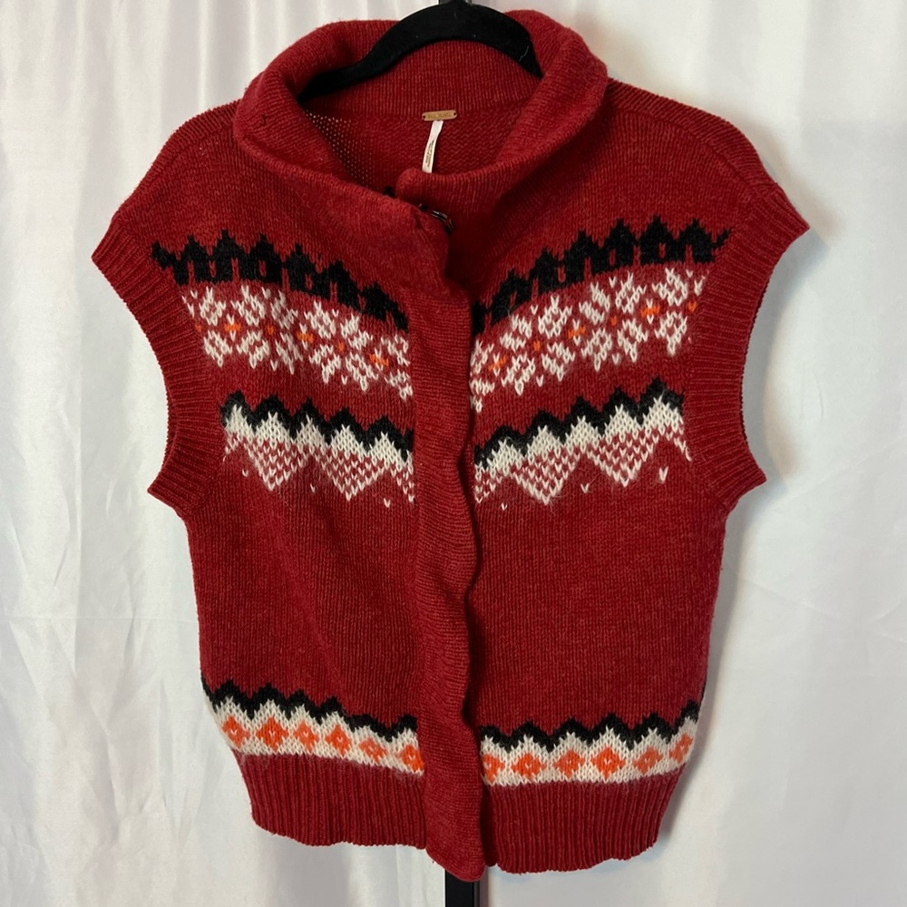 Free People Fair Isle Wool Mohair Blend Sweater Vest, size XS